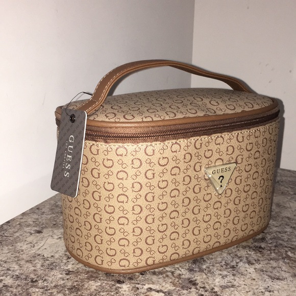 Guess Brown Signature Leather Cosmetics Bag - Picture 2 of 11